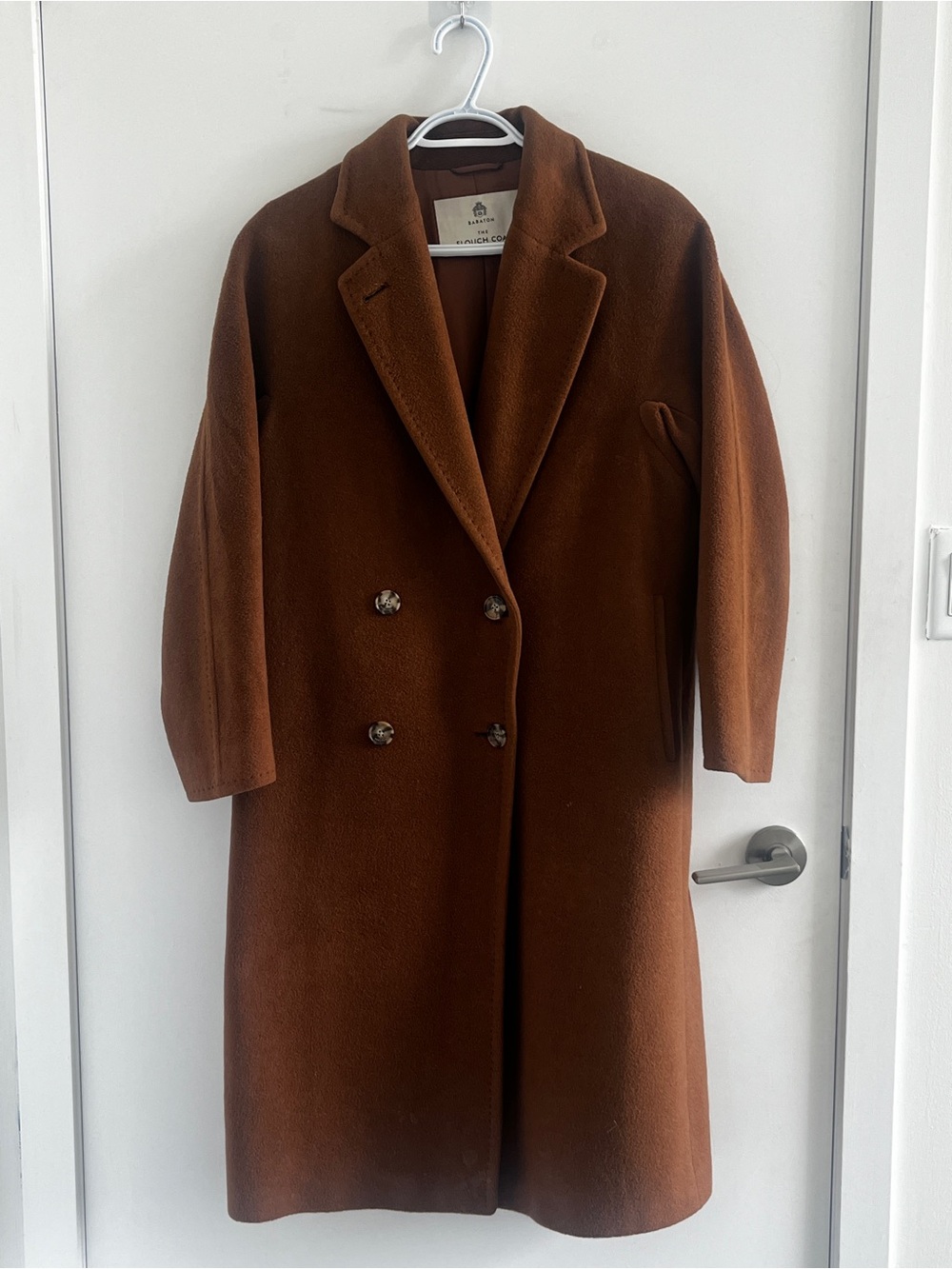 Babaton Double-Breasted Brown Wool-Blend Pea Coat